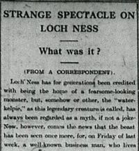 Pemberitaan monster Loch Ness (Inverness Courier)