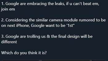 Salah seorang netizen memberikan kemungkinan-kemungkinan apa saja yang dapat menjadi maksud dari Google melalui tindakannya ini. Yang jelas, satu yang bikin penasaran adalah apakah bagian depannya akan mengusung notch jumbo seperti Pixel 3 XL? Foto: Istimewa