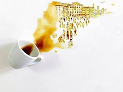 Unik! Tumpahan Kopi Jadi Seni Lukis Mengagumkan