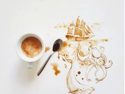 Unik! Tumpahan Kopi Jadi Seni Lukis Mengagumkan