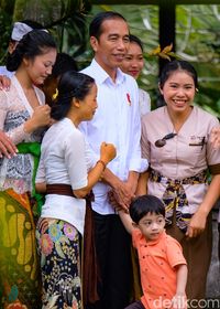 Makan Siang di Ubud, Jokowi Temani Jan Ethes Main di Tepi Sawah