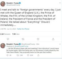 Screenshot kicauan Twitter yang diposting akun Donald Trump