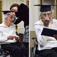 Margaret Thome Bekema seharusnya sudah lulus dari Grand Rapids Catholic Central High pada 1936. Namun pada 1932, ia harus berhenti sekolah untuk merawat saudara dan ibu yang sakit kanker. Berkat bantuan kerabat jauh, Margaret akhirnya berhasil menerima ijazah diploma, 79 tahun kemudian. Usianya saat ini 97 tahun. Foto: Dok. Elite Readers