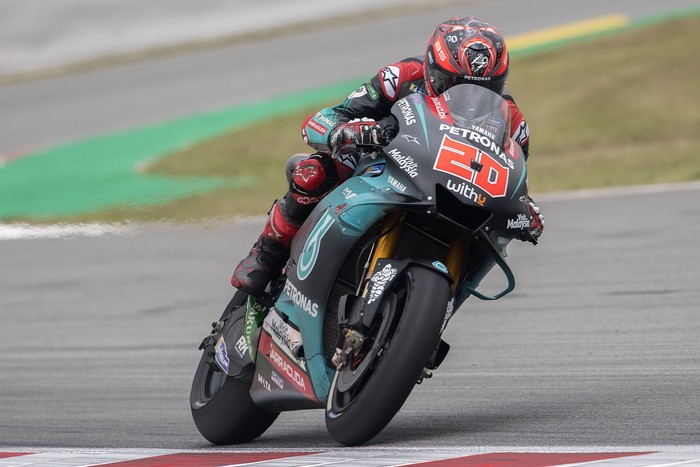 MONTMELO, SPAIN - JUNE 14: Fabio Quartararo of France and Petronas Yamaha SRT  heads down a straight during the MotoGp of Catalunya - Free Practice at Circuit de Catalunya on June 14, 2019 in Montmelo, Spain. (Photo by Mirco Lazzari gp/Getty Images)
