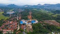 Penampakan pengerjaan salah satu titik proyek kereta cepat Jakarta-Bandung dari drone. Foto: Dok. KCIC