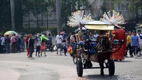 Delman juga beroperasi di kawasan car free day.