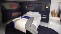 Ini rendering dari kamar Massive Suite. Virgin Voyages menargetkan untuk dapat menggaet pelancong yang tidak suka berlayar (Virgin Voyages/CNN) 