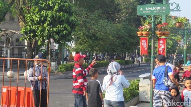 Suasana Jalan Malioboro saat uji coba bebas kendaraan bermotor, Selasa (18/6/2019). 