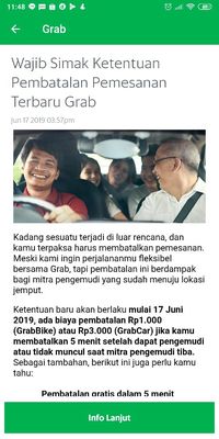 Denda Pembatalan Order, Grab Sudah Kenakan di Negara Ini