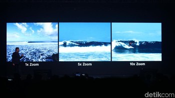 Aryo memperlihatkan kemampuan zoom pada Reno 10x Zoom. Foto: Rifkianto Nugroho/detikINET