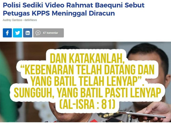 Polisi Selidiki Isi Ceramahnya Rahmat Baequni Posting Tentang Kebenaran Di Ig