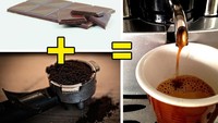 Jika menginginkan sensasi maksimal dari kopi yang Anda buat dirumah, taruh sebatang dark chocolate dalam filter kopi. Cairan kopi yang keluar melalui batangan cokelat akan melelehkannya dan menambah rasa nikmat pada kopi. Foto: Istimewa