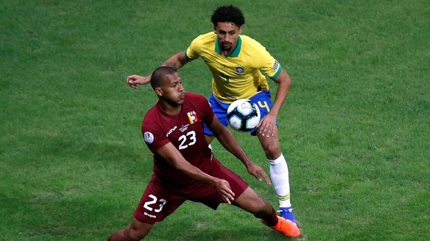 Venezuela (merah) percaya diri jelang berhadapan dengan Argentina.