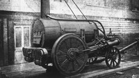 Kereta uap bernama ‘Rocket’ milik George Stephenson, diproduksi pada tahun 1829. Getty Images/Hulton Archive.