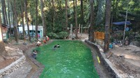 Di lokasi ini kamu bisa bermain air di kolam yang berada di tengah hutan pinus. Cocok untuk liburan sekolah (Aji Kusuma/detikcom)