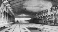 Kereta uap digunakan di stasiun Brunel untuk mengangkut para penumpang dan beberapa barang seperti mobil. Getty Images/Edward Gooch Collection.