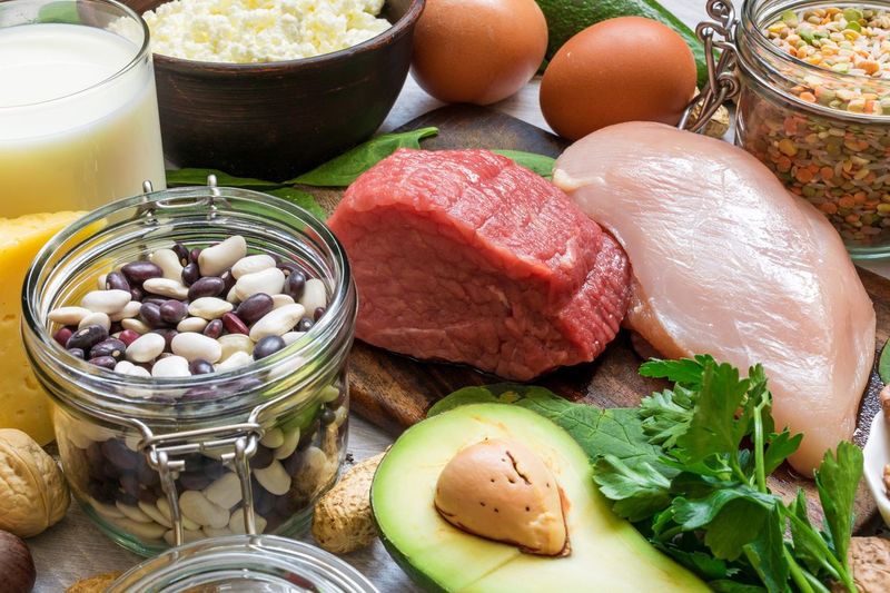 Natural products rich in vitamin B6 and protein. Healthy diet concept for weight loss. close up