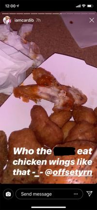 Kesal Suaminya Tak Becus Makan Chicken Wings, Cardi B Curhat di Instagram