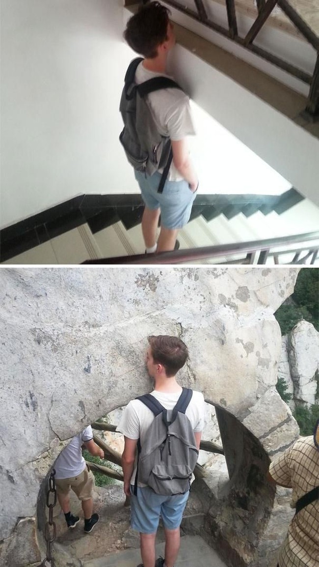 Turis asal Belanda ini kesulitan saat berjalan-jalan di China. Karena terlalu tinggi, ia harus sering membungkuk jika tidak ingin kepalanya terbentur. Foto: Dok. Boredpanda