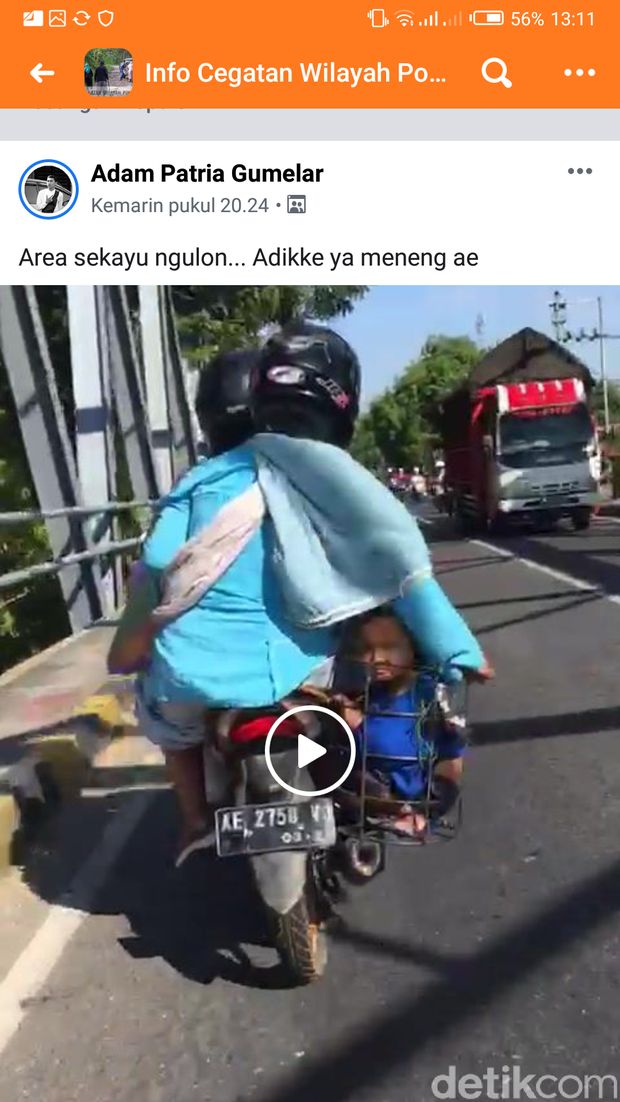 Video viral orangtua bonceng anaknya/