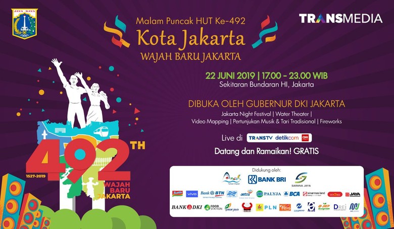 Saksikan Live Streaming Kemeriahan HUT Kota Jakarta di Sini! Saksikan Live Streaming Kemeriahan HUT Kota Jakarta di Sini!