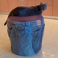 Celana jeans lama bisa juga disulap menjadi sarung meja seperti ini. (Foto: Dok. Brightside)