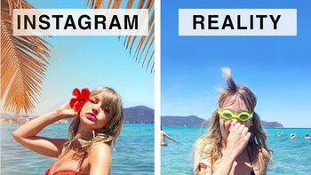 Foto pertama menunjukkan gaya yang sempurna, terlihat cantik, intagramable. Namun realitannya tidak sebagus itu. (Foto: Instagram/geraldinewest_)