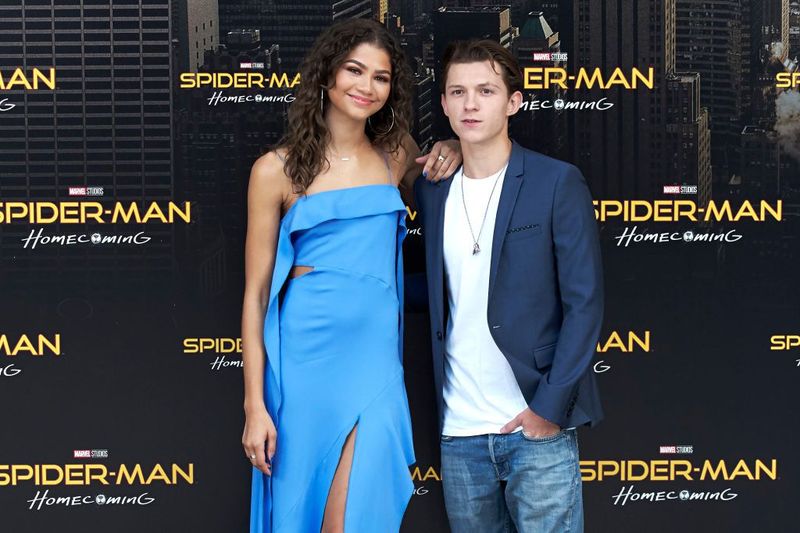 MADRID, SPAIN - JUNE 14:  Actress Zendaya and actor Tom Holland attend 'Spider-Man: Homecoming' photocall at the Villamagna Hotel on June 14, 2017 in Madrid, Spain.  (Photo by Carlos Alvarez/Getty Images)