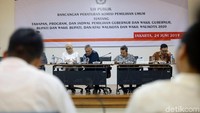 Komisi Pemilihan Umum (KPU) melaksanakan uji publik rancangan Peraturan KPU (PKPU) untuk Pilkada 2020 di Kantor KPU, Jakarta, Senin (24/6/2019).