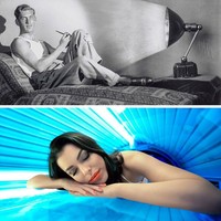 Mesin tanning pada era 1930-an berbentuk seperti lampu meja dengan sinar yang langsung menyorot ke ubuh. Kini, tanning bisa dilakukan dalam sebuah mesin berbentuk peti sehingga memberi hasil yang maksimal.  (Foto: Istimewa)