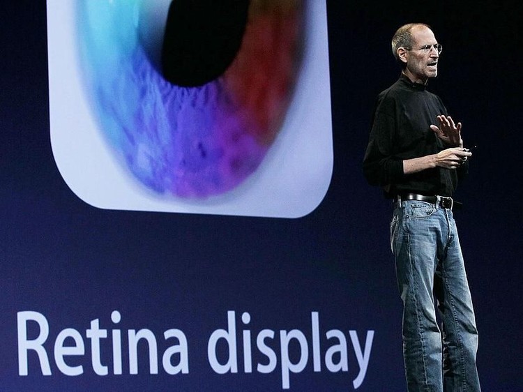 SAN FRANCISCO - JUNE 07:  Apple CEO Steve Jobs announces the new retina display on the new iPhone 4 as he delivers the opening keynote address at the 2010 Apple World Wide Developers conference June 7, 2010 in San Francisco, California. Jobs kicked off their annual WWDC with the announcement of the new iPhone 4.  (Photo by Justin Sullivan/Getty Images)