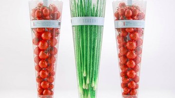 Kemasan tempat sayur bentuk payung ini didesain dengan gambar tetesan air sehingga membuat sayuran serta buah terlihat segar dan lezat. (Foto: Brightside)