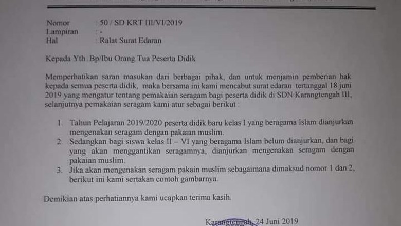 Aturan Wajib Berbaju Muslim di SD Negeri yang Viral Akhirnya Direvisi Aturan Wajib Berbaju Muslim di SD Negeri yang Viral Akhirnya Direvisi