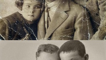 Foto lawas yang secara fisik tak sempurna jadi terlihat bagaikan foto kekinian dengan efek sepia. (Foto: Michelle Spalding)