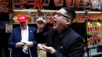 Keberadaan Kim Jong Un dan Donald Trump gadungan di Osaka, Jepang, ini untuk merayakan KTT G20 yang akan diselenggarakan di salah satu kota yang berada di Jepang tersebut.