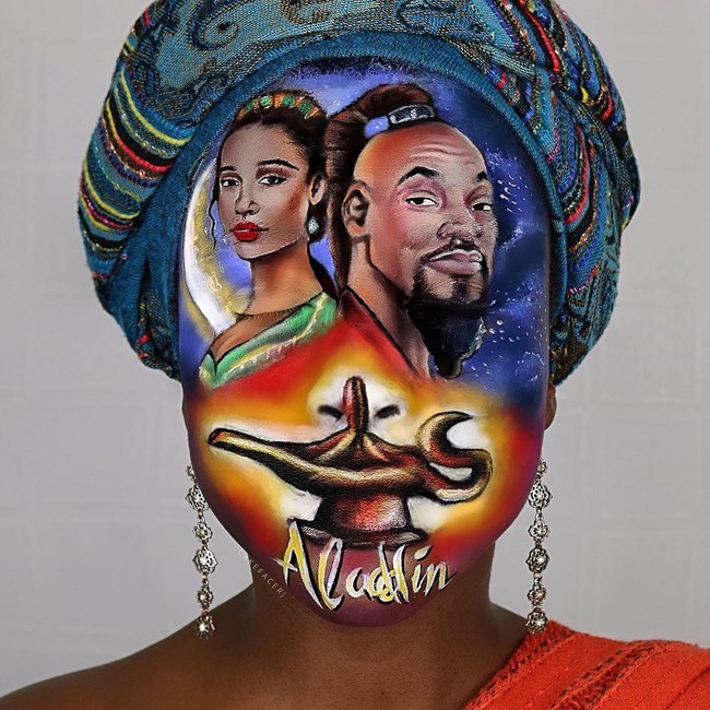 Saat membuat makeup bertema poster film, wajah Romanie benar-benar seperti kanvas kosong. Bagian mata, hidung dan bibirnya tampak tak lagi terlihat. Foto: dok. Instagram @cakefacerj