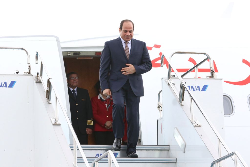 Abdel Fattah el-Sisi, President of Egypt, arrives at Kansai international airport ahead of the start of G20 leaders summit in Izumisano, Osaka prefecture, Japan, June 27, 2019.  G20 Osaka Summit Photo/Handout via Reuters  ATTENTION EDITORS - THIS PICTURE WAS PROVIDED BY A THIRD PARTY. NO RESALES. NO ARCHIVES. MANDATORY CREDIT.