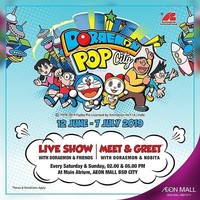 Sedangkan Doraemon dan kawan-kawan dapat ditemui di AEON Mall BSD City. Acara Meet and Greet dan Live Show dari karakter-karakter animasi Jepang itu masih bisa ditemui hingga 7 Juli mendatang. Foto: Dok. Instagram