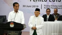 Jokowi mengajak Prabowo Subianto-Sandiaga Uno untuk bersama-sama membangun negara.