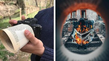Fotografer Jordi Puig kerap membagikan hasil kreasi di media sosial Instagram miliknya. Salah satu yang menarik perhatian adalah teknik framing menggunakan benda di sekitarnya. Seperti menggunakan kertas ini. Foto: Instagram/jordi.koalitic