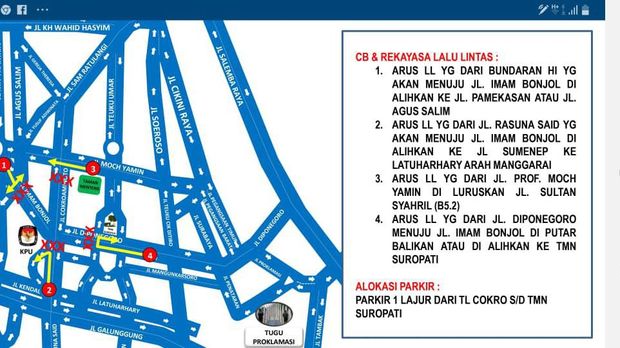 Jelang Penetapan Presiden Terpilih, Begini Rekayasa Lalin di Sekitar KPU