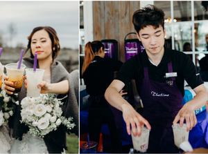 Keren! Penggila Boba Tea Ini Boyong Gerai Boba Populer di Hari Pernikahannya