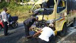 Begini Kondisi Truk dan Bus yang Adu Banteng di Ciamis