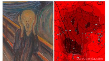 Peta cuaca panas tersebut tampak seperti lukisan terkenal. Foto: istimewa