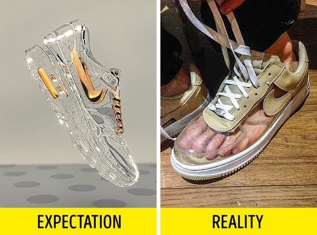 Ketika memesan sepatu Nike air max transparan dan begitu sampai ternyata ada sol putih dan bahan kulit menempel di bagian sepatunya, Oh No!! Foto: Istimewa