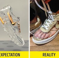 Ketika memesan sepatu Nike air max transparan dan begitu sampai ternyata ada sol putih dan bahan kulit menempel di bagian sepatunya, Oh No!! Foto: Istimewa