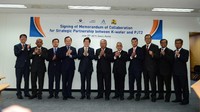 Penandatanganan dilakukan oleh Direktur Utama Jasa Tirta II, U. Saefudin Noer dengan CEO K-Water Lee Hak Soo di Kantor Ministry of Environment, Korea Selatan. dok. PUPR
