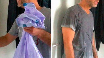 Digambarkan pria ini membuang sampah ke luar ruangan dan sekembalinya langsung berkeringat deras. Foto: istimewa