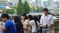 Udara yang bersih dan pemandangan yang asri jadi kombinasi sempurna menemani santap siang traveler di Kota Osaka. (Dana Aditiasari/detikcom)