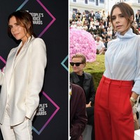 Ketika ada kamera menyorotnya, Victoria Beckham otomatis langsung bergaya dengan mencondongkan tubuh ke belakang dan salah satu tangannya diletakkan di paha. Foto: Getty Images